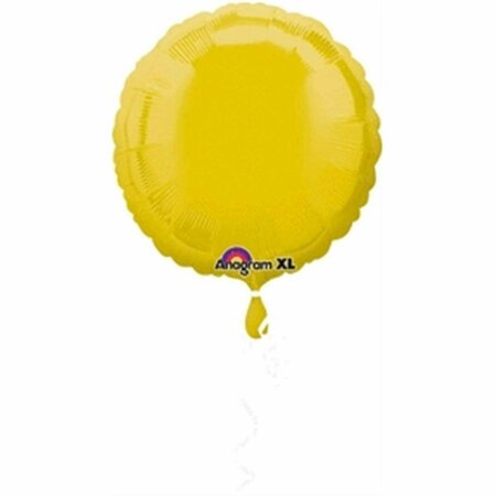 GOLDENGIFTS 18 in. Yellow Round Foil Flat Balloon - Yellow - 18 in. GO3581773